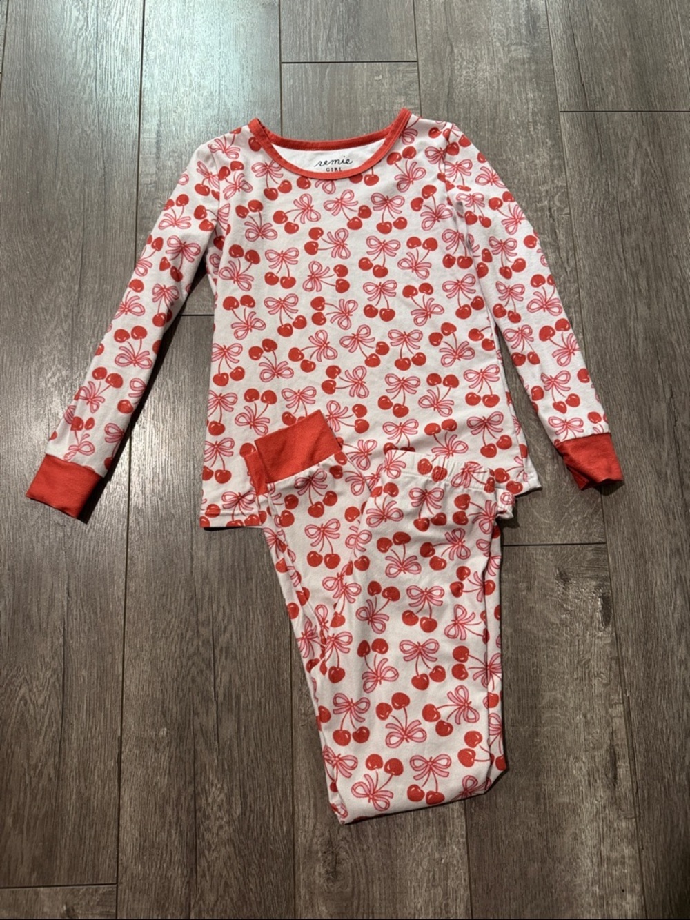 Remie girl cherries long sleeve pajama set 8